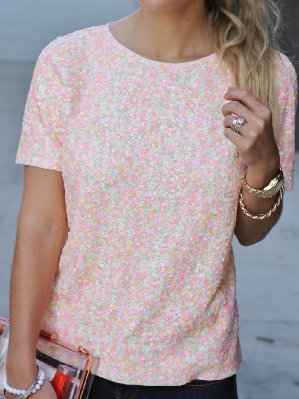 J. Crew Cluster Sequin Tee - Picture 1 of 5